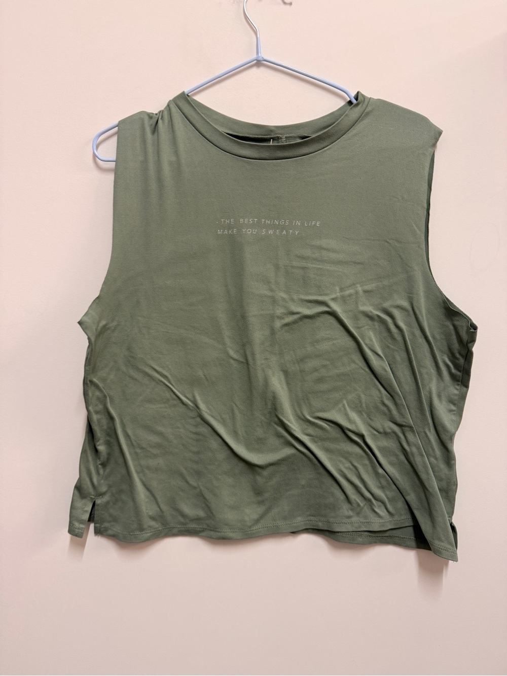 Relaxed Olive Green Sleeveless Tank Top